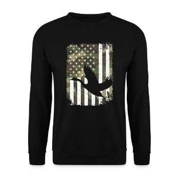Goose Hunting Camo US Flag Camouflage for Hunters - Unisex Sweatshirt - black - Front - Alina (178cm) & Michal (187cm)