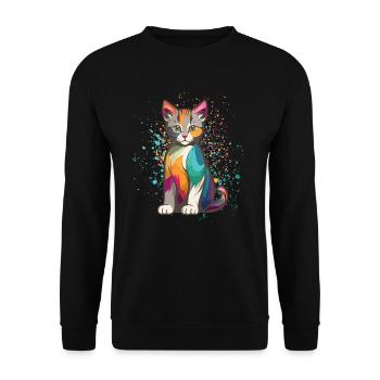 Chat coloré Art coloré pour les amoureux des chats - Sweat-shirt Unisexe - noir - Devant - Alina (178cm) & Michal (187cm)