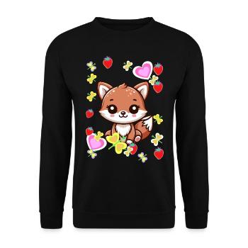 80s 90s Fox Foxes Kids Vintage Retro - Unisex Sweatshirt - black - Front - Alina (178cm) & Michal (187cm)