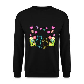Années 80 Années 90 Chats Chat Été Vintage Enfants - Sweat-shirt Unisexe - noir - Devant - Alina (178cm) & Michal (187cm)