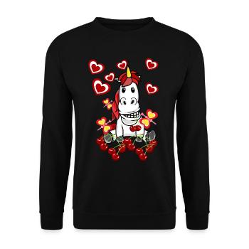 Retro Unicorn Cherries Vintage 80s Summer - Unisex Sweatshirt - black - Front - Alina (178cm) & Michal (187cm)