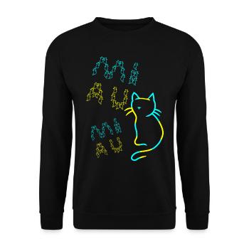 80er 90er Retro Katzen Katze Vintage - Unisex Pullover - Schwarz - Vorne - Alina (178cm) & Michal (187cm)