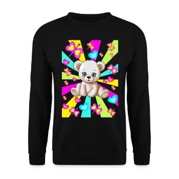 années 80 des années 90 Teddy Retro Teen Kids Ours Ours - Sweat-shirt Unisexe - noir - Devant - Alina (178cm) & Michal (187cm)