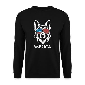 Deutsche Schäferhund Sonnenbrille 4. Juli Merica - Unisex Pullover - Schwarz - Vorne - Alina (178cm) & Michal (187cm)
