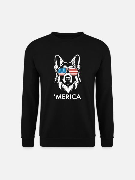 Deutsche Schäferhund Sonnenbrille 4. Juli Merica - Unisex Pullover - Schwarz