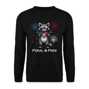 Wild Und Frei Waschbär USA 4. Juli Sonnenbrille - Unisex Pullover - Schwarz - Vorne - Alina (178cm) & Michal (187cm)
