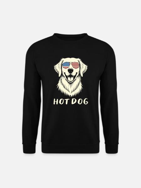 Golden Retriever with Sunglasses 4th of July Hotdog - Unisex Sweatshirt - black