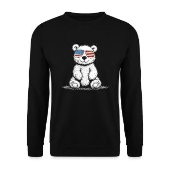 Funny teddy bear with US sunglasses - Unisex Sweatshirt - black - Front - Alina (178cm) & Michal (187cm)
