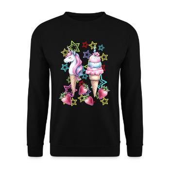 80s Cream Cream Teen Girl Unicorn - Unisex Sweatshirt - black - Front - Alina (178cm) & Michal (187cm)
