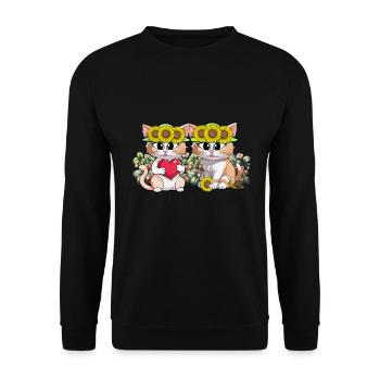 Jardin d’été Chats Chat Adolescent Femmes Enfants - Sweat-shirt Unisexe - noir - Devant - Alina (178cm) & Michal (187cm)