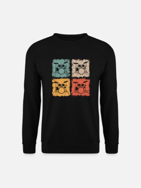 Vintage Schlagzeug Drumset Für Schlagzeuger - Unisex Pullover - Schwarz