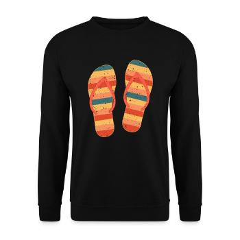 Sommer Vibes Mit Flip Flops Strand Top - Unisex Pullover - Schwarz - Vorne - Alina (178cm) & Michal (187cm)