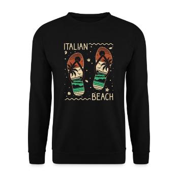 Italienischer Strand Mit Flip Flops Sommer Top - Unisex Pullover - Schwarz - Vorne - Alina (178cm) & Michal (187cm)