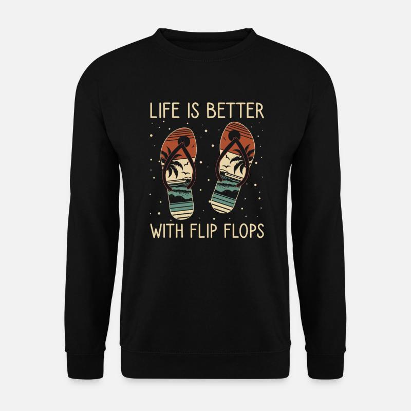 Das Leben Ist Besser Mit Flip Flops Sommer Vibes - Unisex Pullover - Schwarz