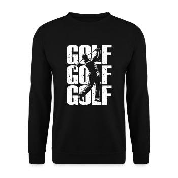 Golf Golfer Tee-Off für Männer und Jungen Vintage - Unisex Pullover - Schwarz - Vorne - Alina (178cm) & Michal (187cm)