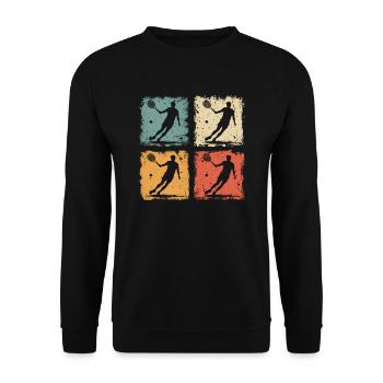Joueur de tennis vintage en action Tennis Graphic - Sweat-shirt Unisexe - noir - Devant - Alina (178cm) & Michal (187cm)