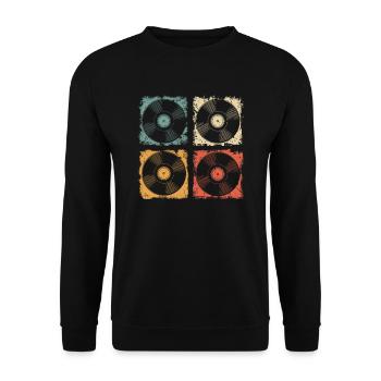 Disque vinyle rétro - LP vintage Vinyle DJ - Sweat-shirt Unisexe - noir - Devant - Alina (178cm) & Michal (187cm)