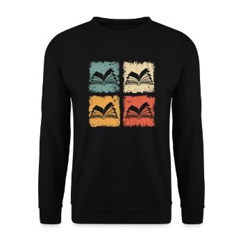 Vintage Buch Grafik Für Autoren und Leser - Unisex Pullover - Schwarz - Vorne - Alina (178cm) & Michal (187cm)