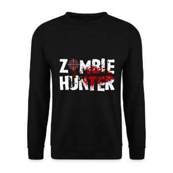 Zombie Hunter Horror Halloween Undead - Unisex Pullover - Schwarz - Vorne - Alina (178cm) & Michal (187cm)