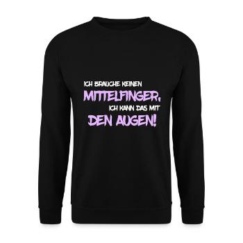 Ich brauche keinen Mittelfinger - Unisex Pullover - Schwarz - Vorne - Alina (178cm) & Michal (187cm)