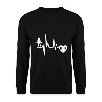 Musculation Fitness Heartbeat Training ECG Sport - Sweat-shirt Unisexe - noir - Devant - Alina (178cm) & Michal (187cm)