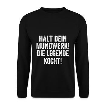 Hobbykoch Geschenk Spruch lustig - Unisex Pullover - Schwarz - Vorne - Alina (178cm) & Michal (187cm)