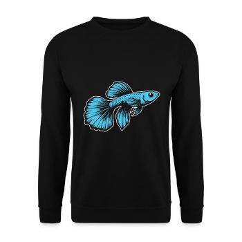 Blauer Guppy, Design für den Aquarien Fan - Unisex Pullover - Schwarz - Vorne - Alina (178cm) & Michal (187cm)