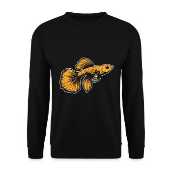 Guppy orange - design pour aquariums et poissons d’ornement - Sweat-shirt Unisexe - noir - Devant - Alina (178cm) & Michal (187cm)