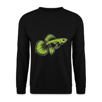 Cooles grüner Guppy Design - Unisex Pullover - Schwarz - Vorne - Alina (178cm) & Michal (187cm)
