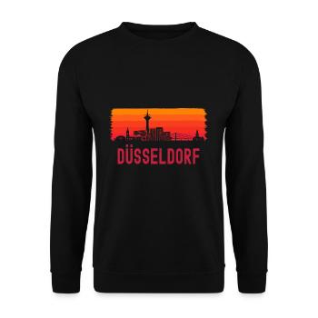 Düsseldorf Nordrhein Westfalen Rhein Skyline - Unisex Pullover - Schwarz - Vorne - Alina (178cm) & Michal (187cm)