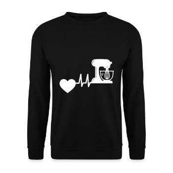 Bäcker Backen Herzschlag Bäckerei Hobby Konditor - Unisex Pullover - Schwarz - Vorne - Alina (178cm) & Michal (187cm)