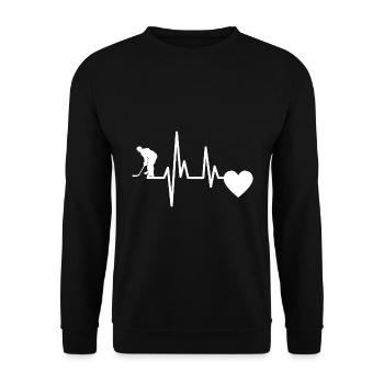 Eishockeyteam Herzschlag Wintersport Eishockey - Unisex Pullover - Schwarz - Vorne - Alina (178cm) & Michal (187cm)