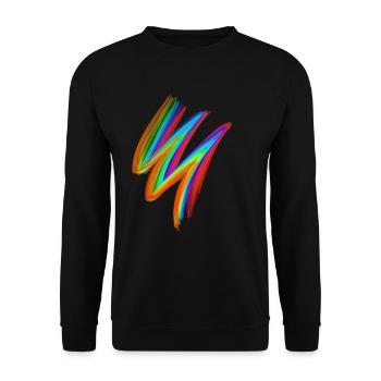 Neon Rainbow Brushstroke – Festival Streetwear - Unisex Pullover - Schwarz - Vorne - Alina (178cm) & Michal (187cm)