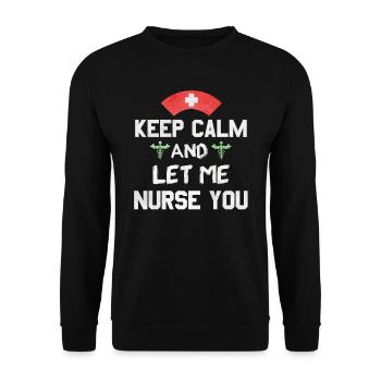 Keep Calm Krankenschwester Geschenk - Unisex Pullover - Schwarz - Vorne - Alina (178cm) & Michal (187cm)