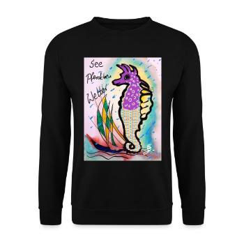 EG Seepferdchen I Tier I Meer I Urlaub i Geschenk - Unisex Pullover - Schwarz - Vorne - Alina (178cm) & Michal (187cm)