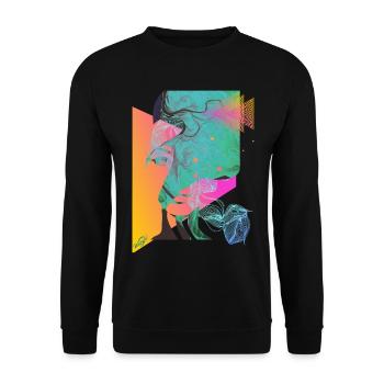 abstract face - Unisex Sweatshirt - black - Front - Alina (178cm) & Michal (187cm)