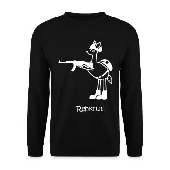 rehkrut, Rekrut, lustiges Reh, Soldat, Armee, Heer - Unisex Pullover - Schwarz - Vorne - Alina (178cm) & Michal (187cm)