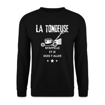 Tondeuse jardinier humour de jardin - Sweat-shirt Unisexe - noir - Devant - Alina (178cm) & Michal (187cm)