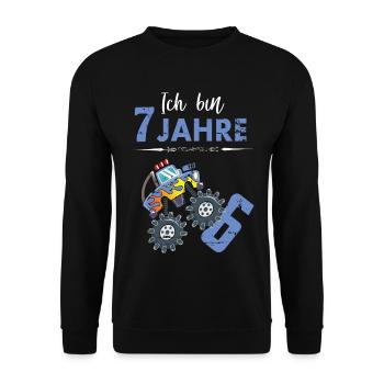 Ich bin 7 Jahre - Unisex Pullover - Schwarz - Vorne - Alina (178cm) & Michal (187cm)