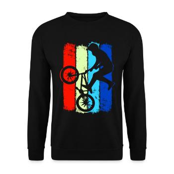 Bmx Fahrrad Bunt | Retro Bmx Rad | Old School Bike - Unisex Pullover - Schwarz - Vorne - Alina (178cm) & Michal (187cm)