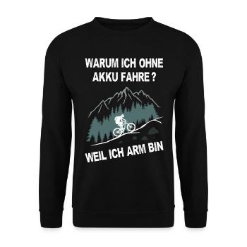 E-Bike, Mountainbike, bergauf, radfahren, Berge - Unisex Pullover - Schwarz - Vorne - Alina (178cm) & Michal (187cm)