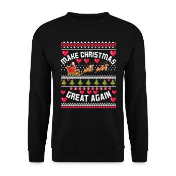 Make Christmas Great Again - Unisex Pullover - Schwarz - Vorne - Alina (178cm) & Michal (187cm)