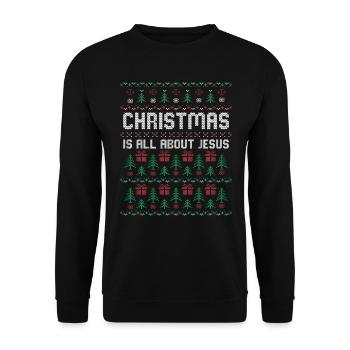 christmas is all about jesus outfit - Unisex Pullover - Schwarz - Vorne - Alina (178cm) & Michal (187cm)