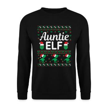 Auntie Elf Outfit - Unisex Pullover - Schwarz - Vorne - Alina (178cm) & Michal (187cm)