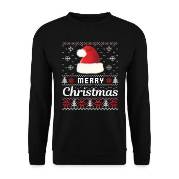 Merry Christmas 22 - Unisex Pullover - Schwarz - Vorne - Alina (178cm) & Michal (187cm)