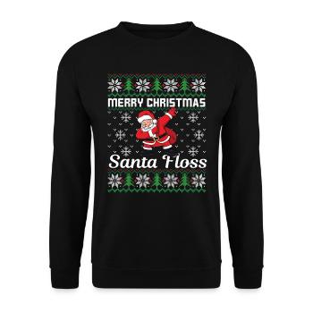 Merry Christmas Santa Floss - Unisex Pullover - Schwarz - Vorne - Alina (178cm) & Michal (187cm)