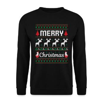 Merry Christmas - Unisex Pullover - Schwarz - Vorne - Alina (178cm) & Michal (187cm)