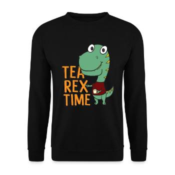 Tea Rex Time Outfit - Unisex Pullover - Schwarz - Vorne - Alina (178cm) & Michal (187cm)