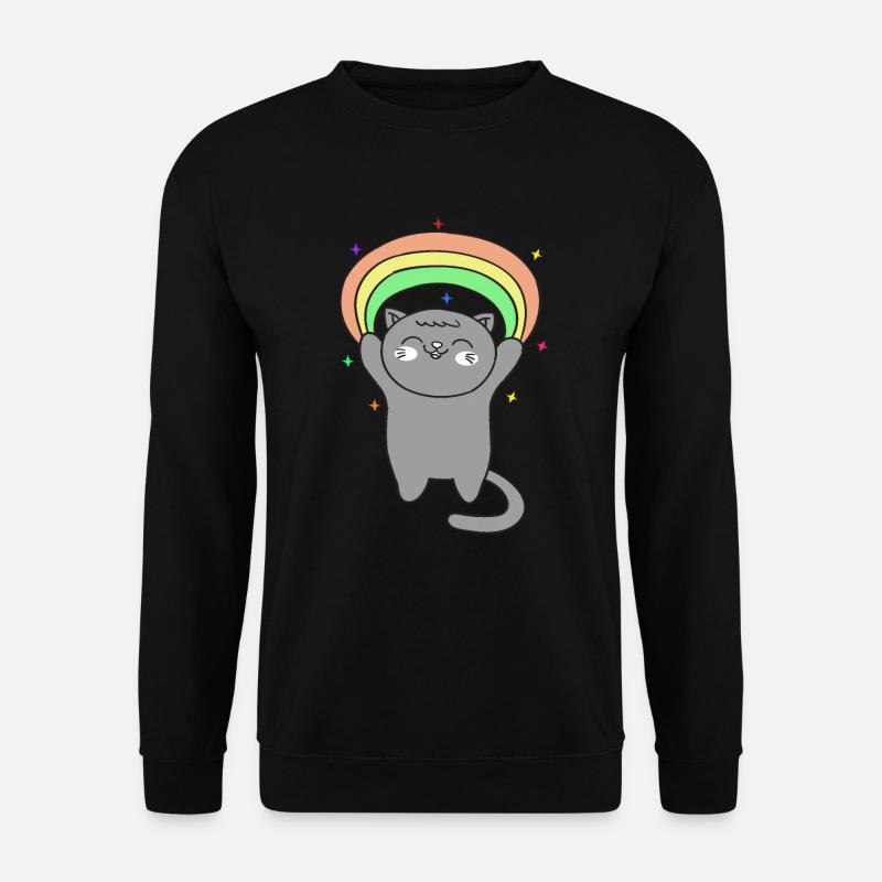 Chat mignon avec arc-en-ciel - Sweat-shirt Unisexe - noir