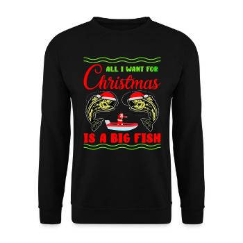 Tout ce que je veux pour Noël, c’est un gros poisson - Sweat-shirt Unisexe - noir - Devant - Alina (178cm) & Michal (187cm)